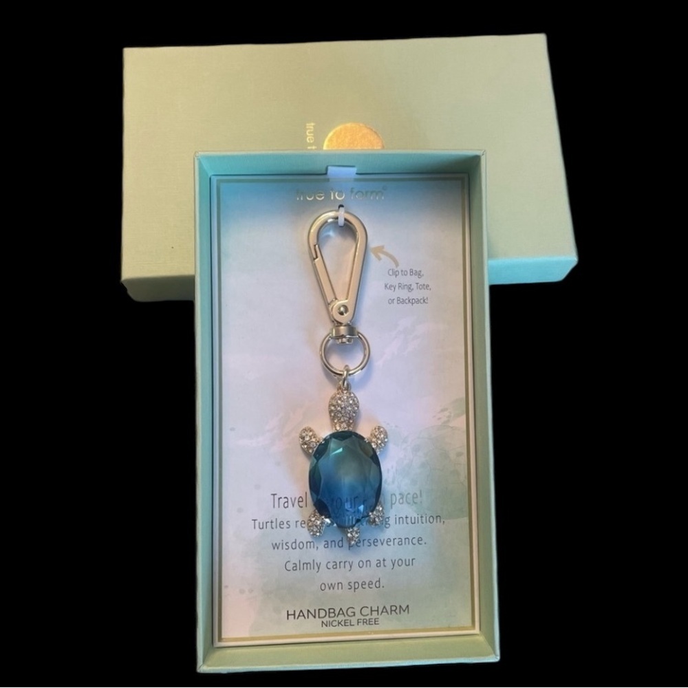 TRUE TO FORM TikTok Viral Faceted Crystal Turtle Bag Purse Charm Keychain NWT